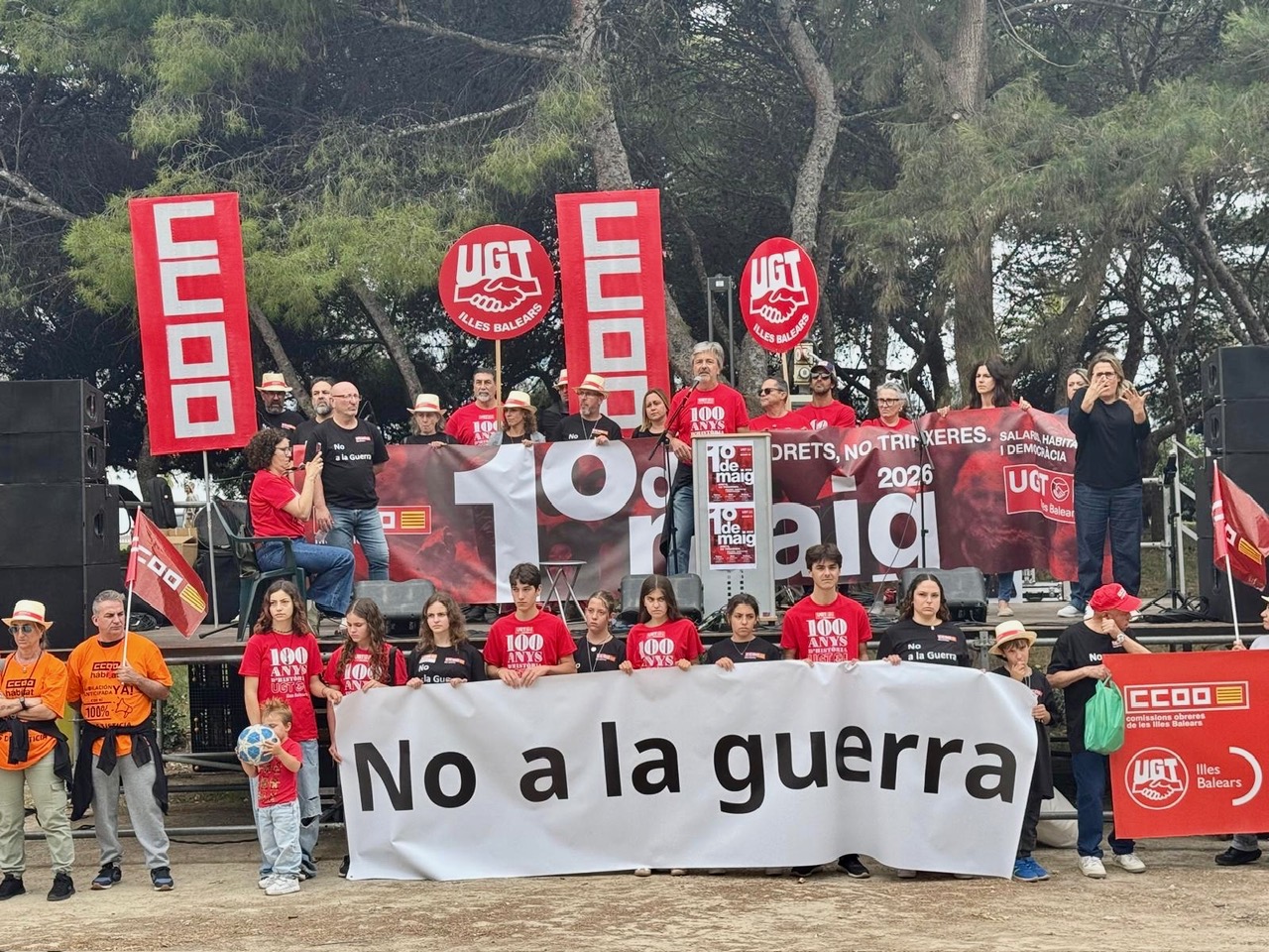 Imagen de la cabecera de la manifestación del 1 de Mayo de Palma. 